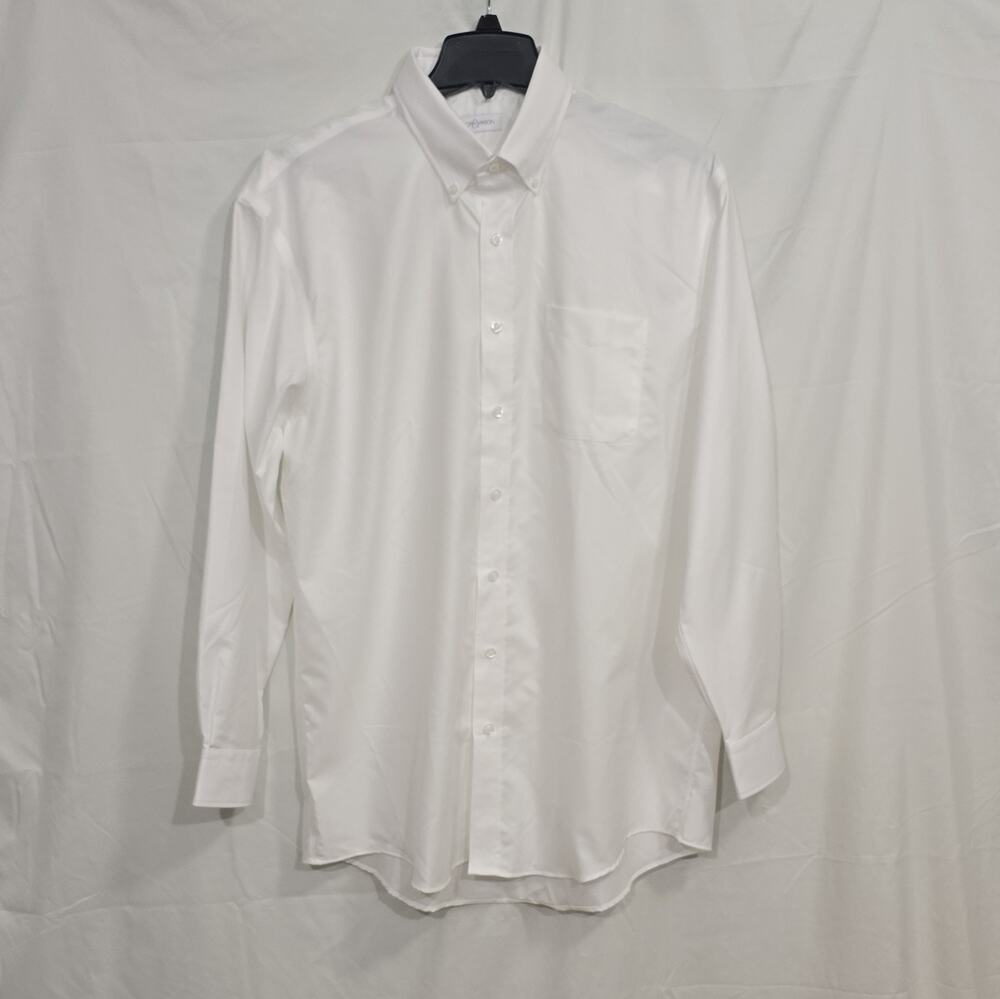 Tailor & Mason Men's 17 36/37 White Solid Cotton Button-Down Dress Shirt Pocket